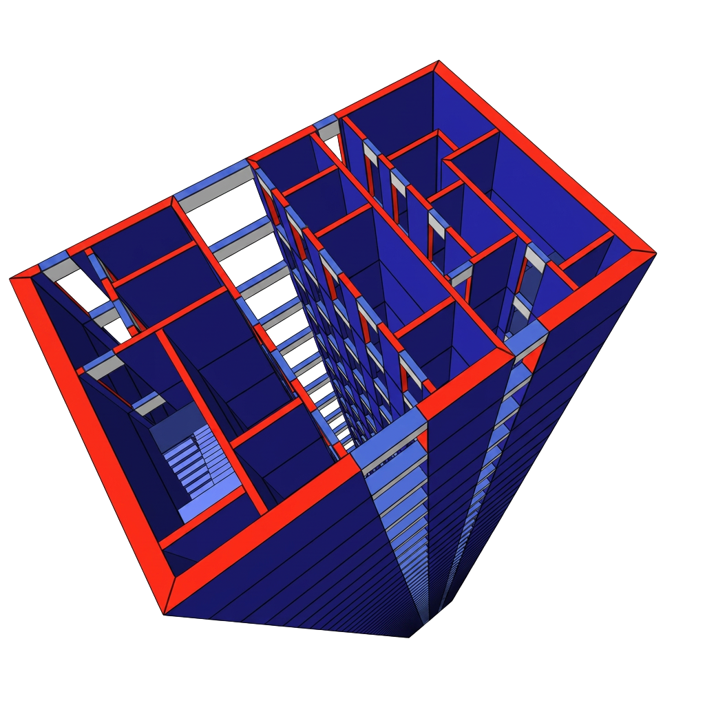 3D structural frame cut-away